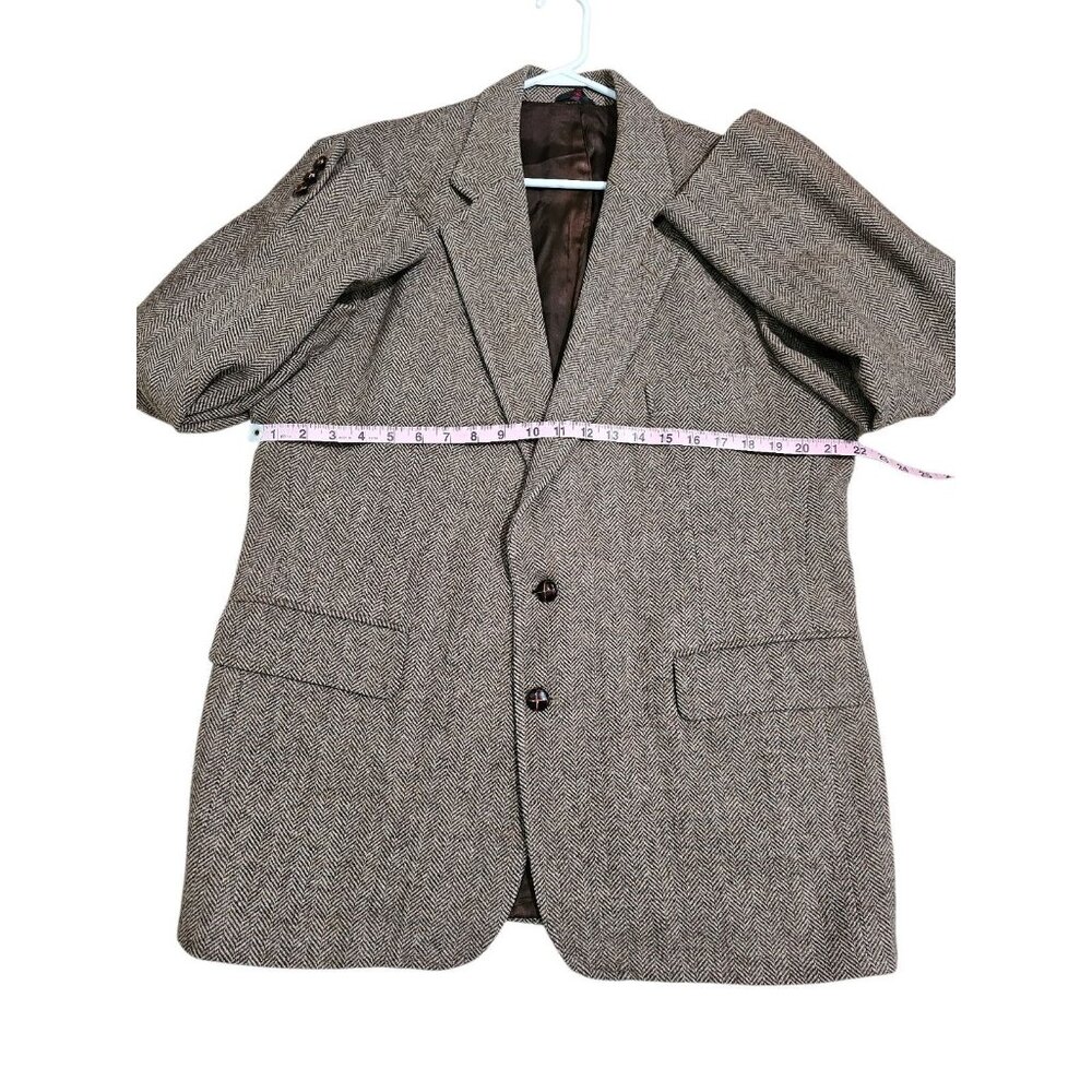 The World's Best Mens 46R Brown Herringbone Tweed Blazer Old Money Tailored Edit - Picture 7 of 9